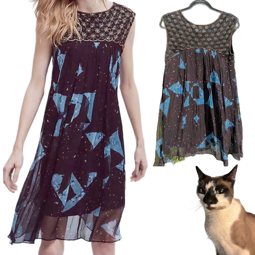 NWT $198 Anthropologie | Moulinette Souers | Lydia Beaded Blue Motif Mini